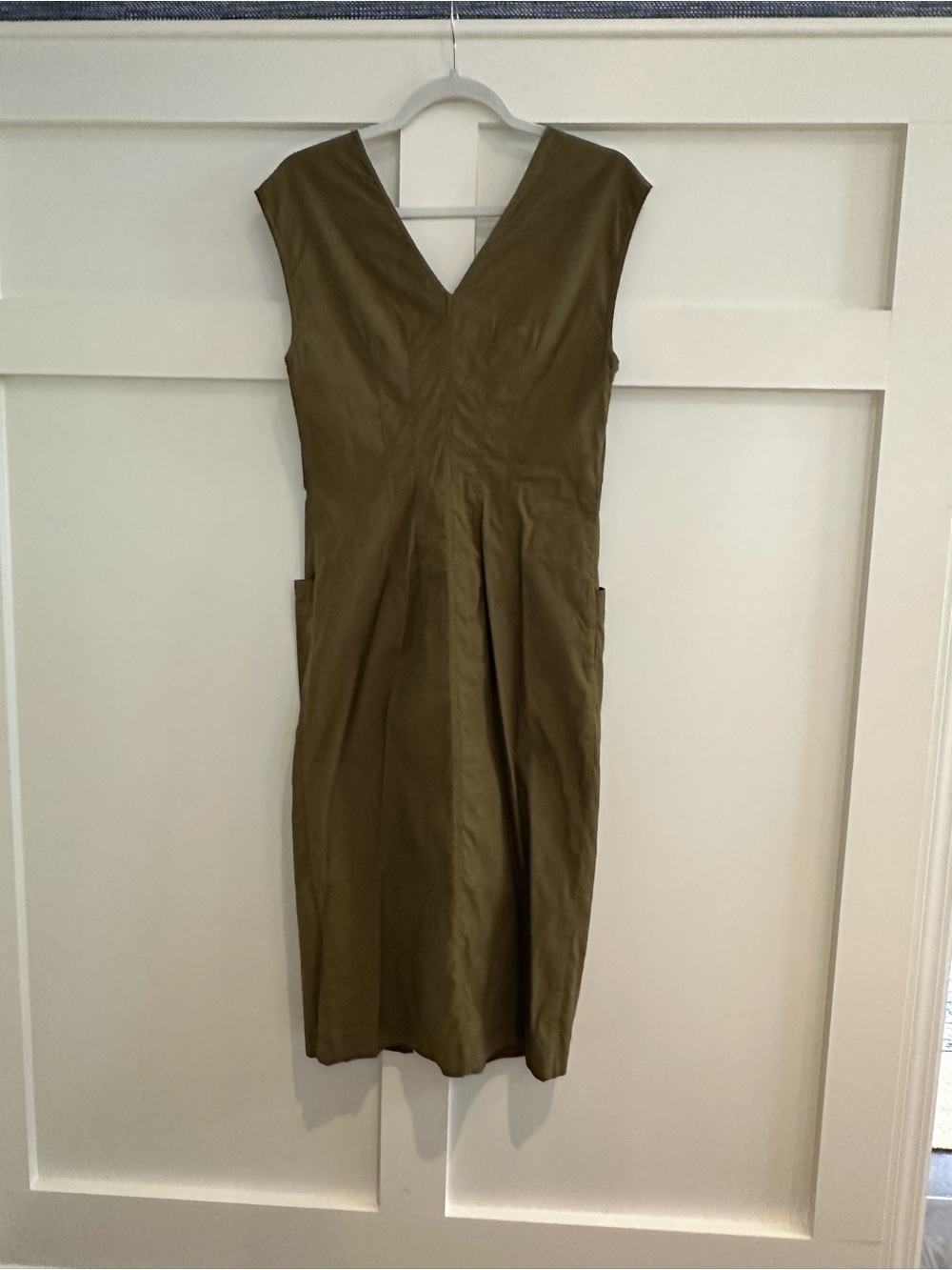 Anthropologie Olive Green Zip-Front Midi Dress - Picture 2 of 5